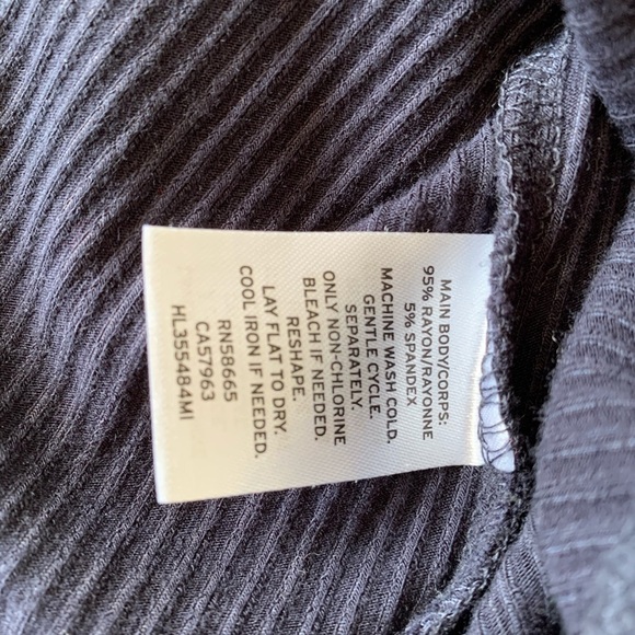 ROUVE Navy LaceUp Tie Bodysuit Stretch Ribbed Navy S - Picture 6 of 8